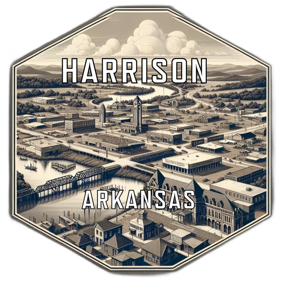 Harrison Arkansas Souvenir Travel Destination Die Cut Hexagon Fridge Magnet Image 1