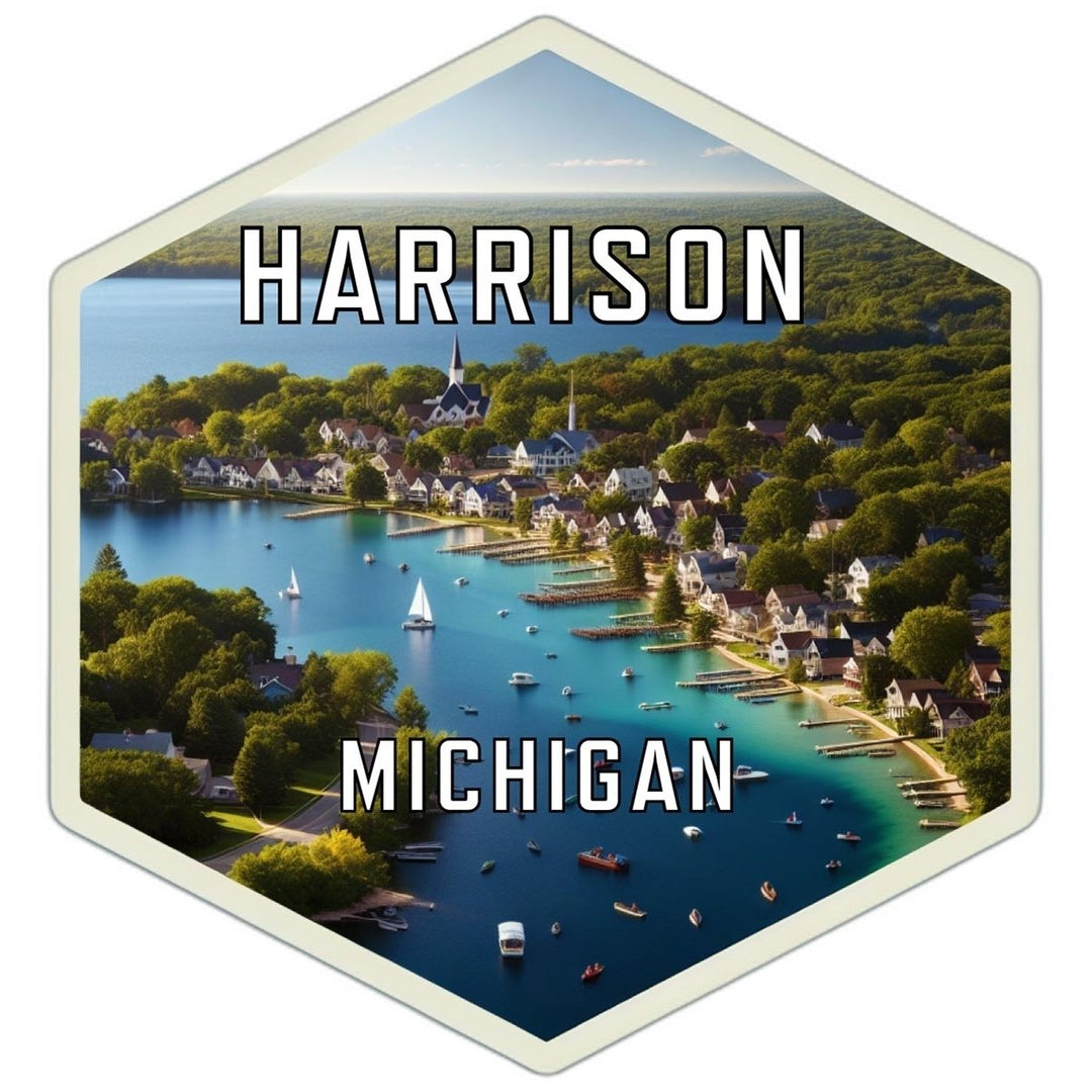 Harrison Michigan Souvenir Travel Destination Die Cut Hexagon Fridge Magnet Image 1