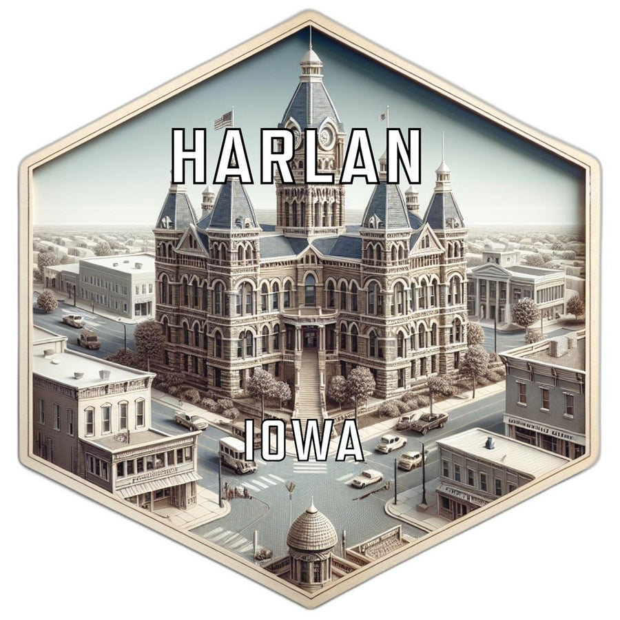 Harlan Iowa Souvenir Travel Destination Die Cut Hexagon Fridge Magnet Image 1