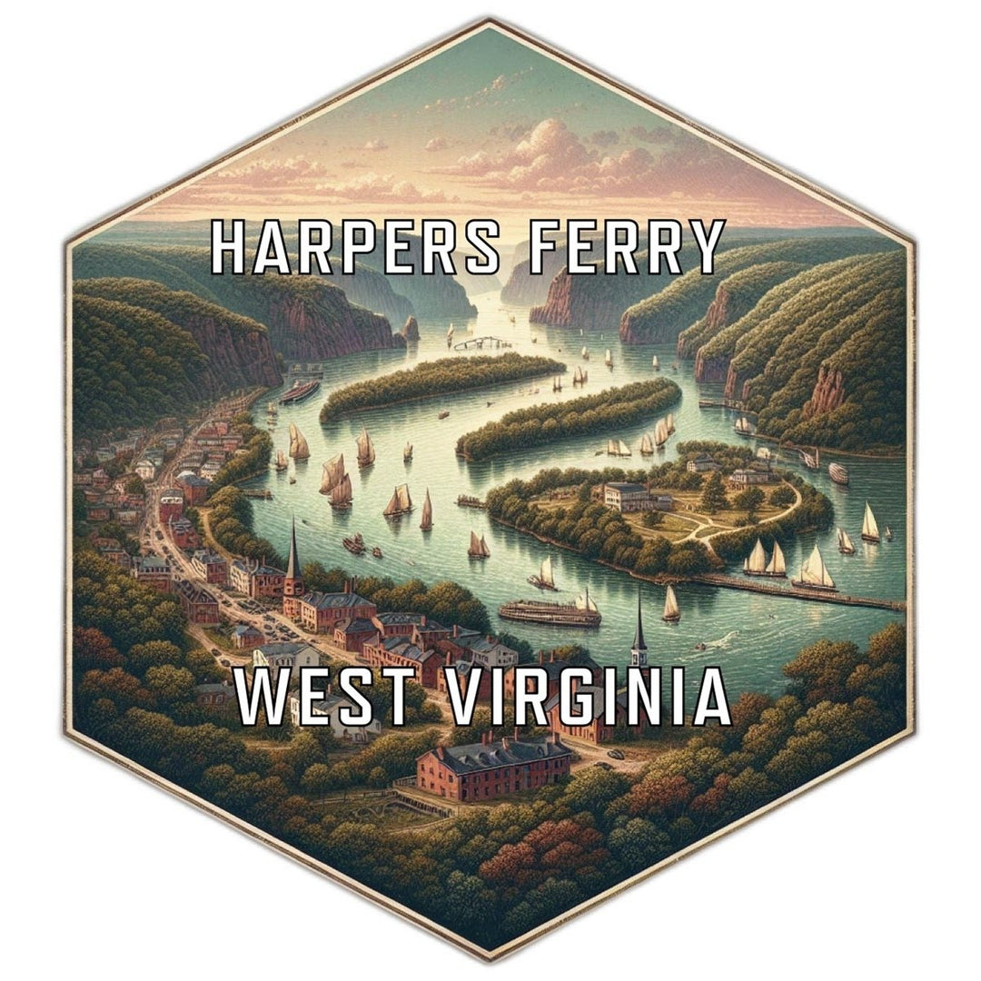 Harpers Ferry West Virginia Souvenir Travel Destination Die Cut Hexagon Fridge Magnet Image 1