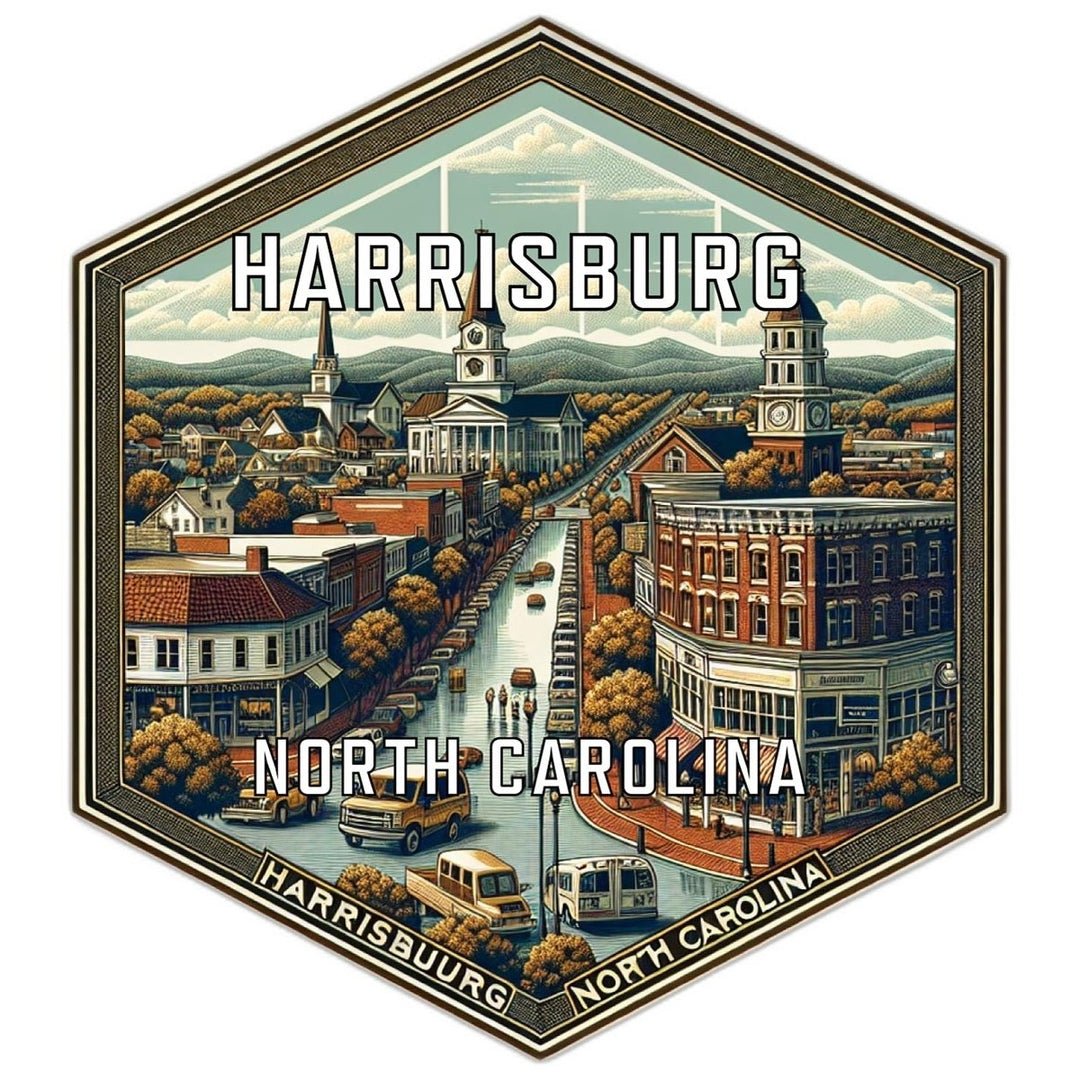 Harrisburg North Carolina Souvenir Travel Destination Die Cut Hexagon Fridge Magnet Image 1