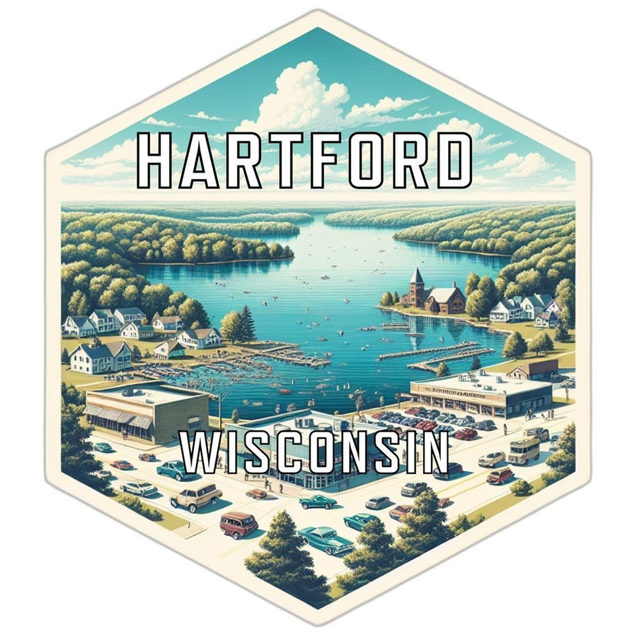 Hartford Wisconsin Souvenir Travel Destination Die Cut Hexagon Fridge Magnet Image 1