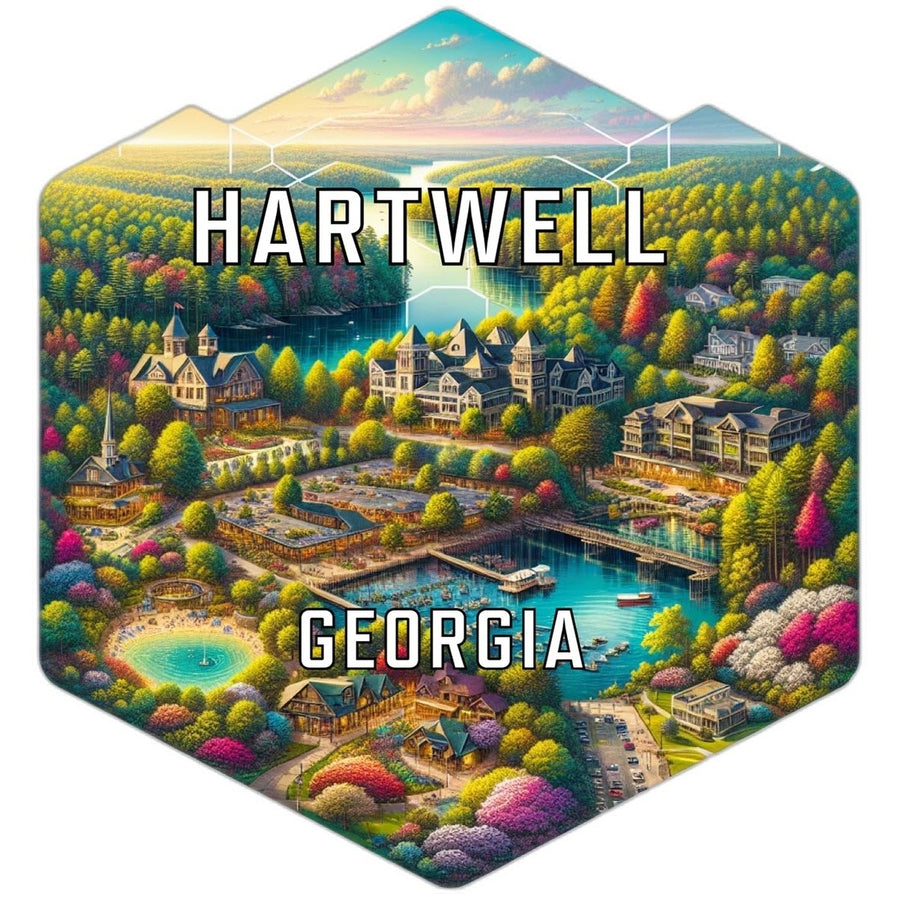 Hartwell Georgia Souvenir Travel Destination Die Cut Hexagon Fridge Magnet Image 1