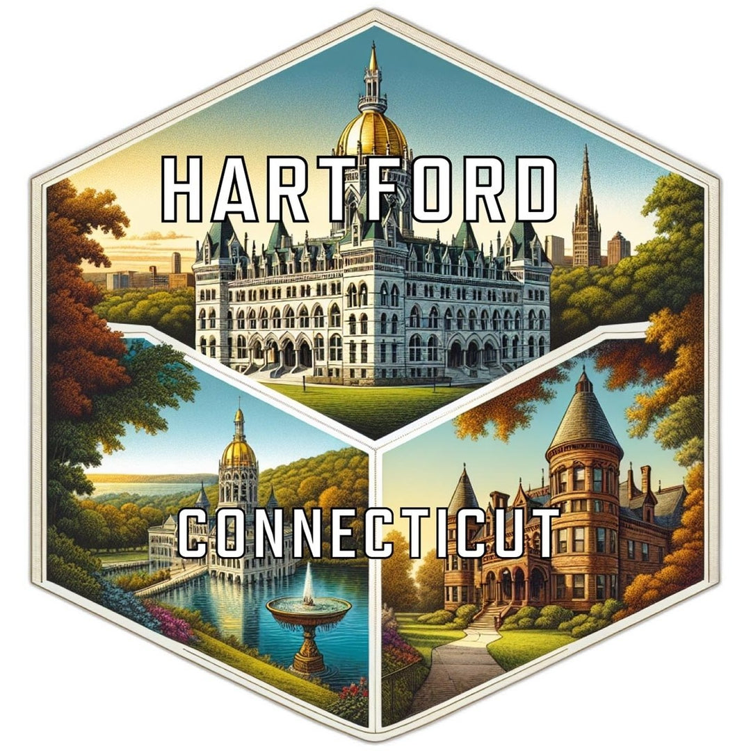 Hartford Connecticut Souvenir Travel Destination Die Cut Hexagon Fridge Magnet Image 1