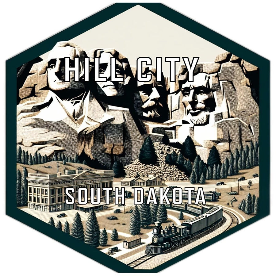 Hill City South Dakota Souvenir Travel Destination Die Cut Hexagon Fridge Magnet Image 1