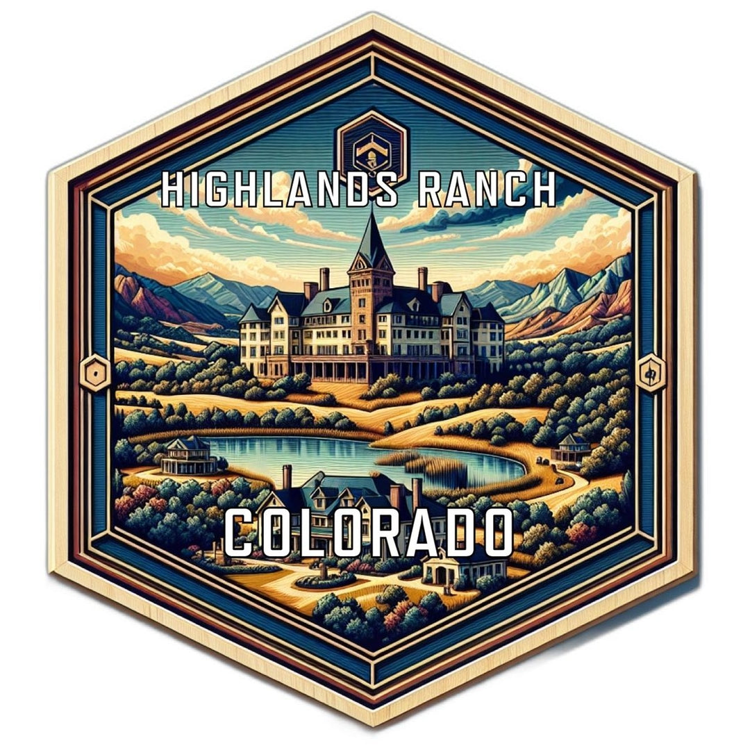 Highlands Ranch Colorado Souvenir Travel Destination Die Cut Hexagon Fridge Magnet Image 1