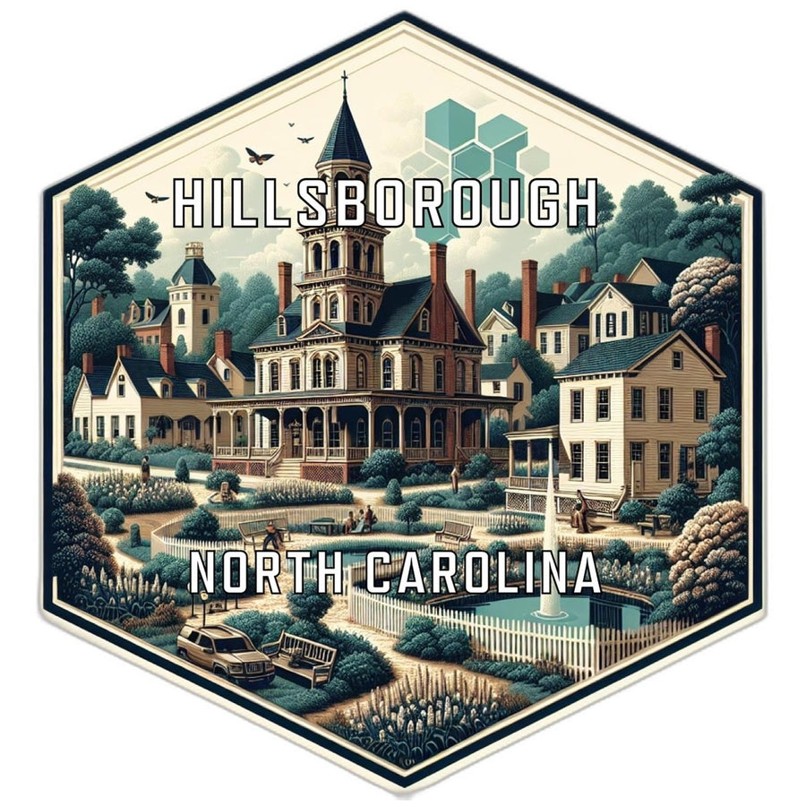 Hillsborough North Carolina Souvenir Travel Destination Die Cut Hexagon Fridge Magnet Image 1