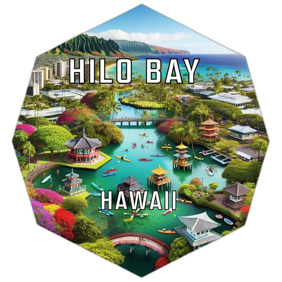 Hilo Bay Hawaii Souvenir Travel Destination Die Cut Hexagon Fridge Magnet Image 1