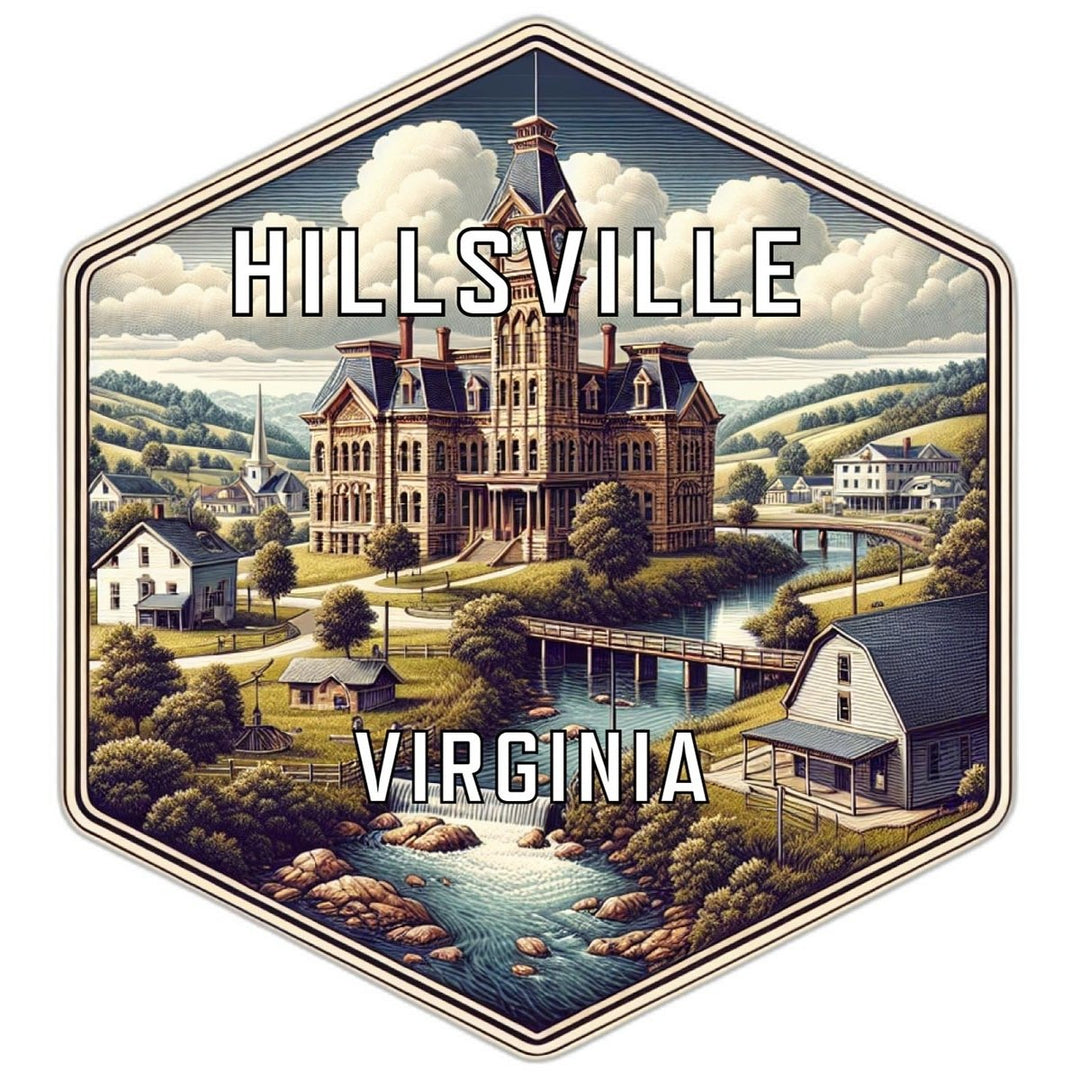 Hillsville Virginia Souvenir Travel Destination Die Cut Hexagon Fridge Magnet Image 1