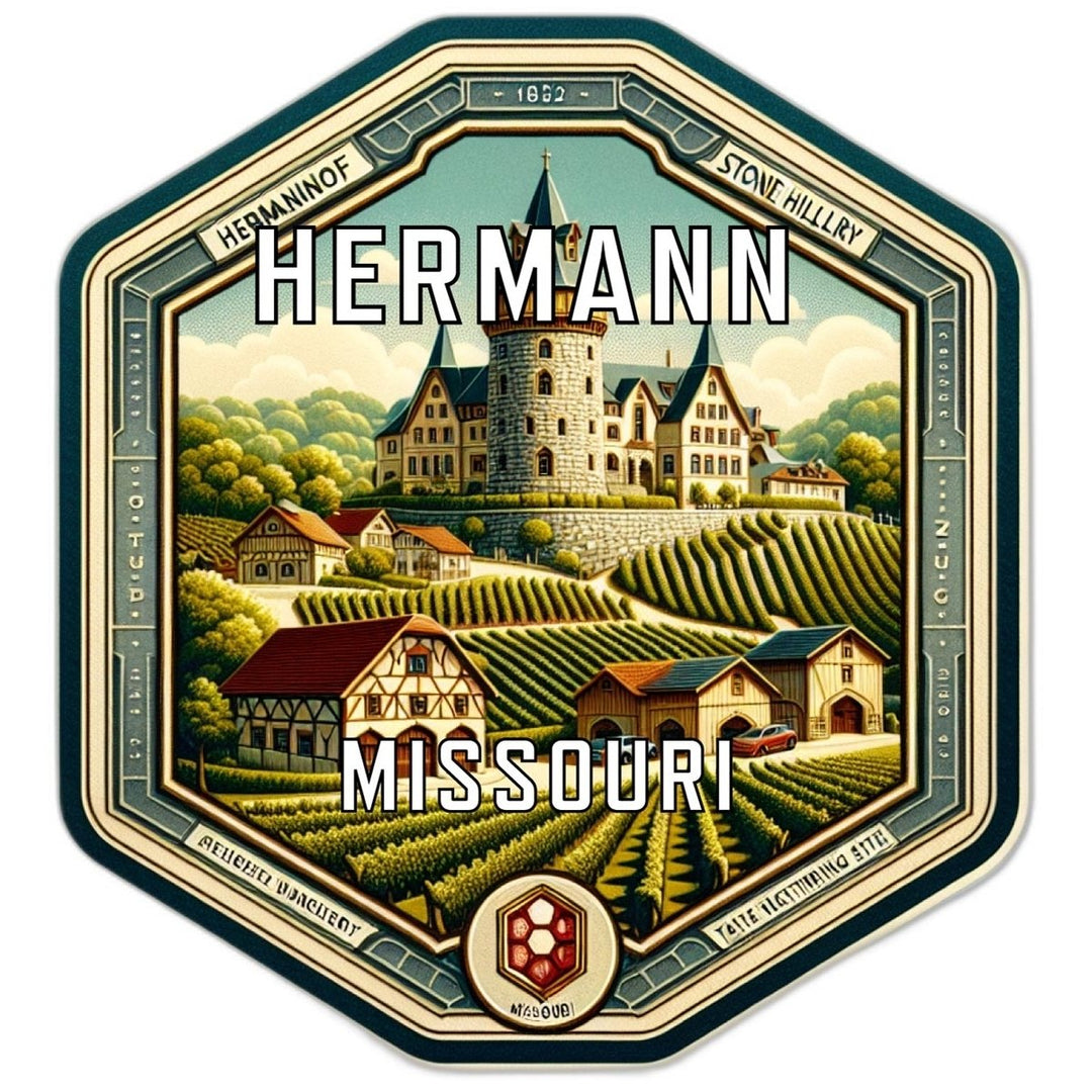 Hermann Missouri Souvenir Travel Destination Die Cut Hexagon Fridge Magnet Image 1