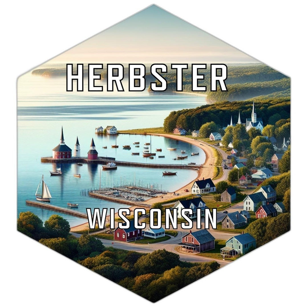 Herbster Wisconsin Souvenir Travel Destination Die Cut Hexagon Fridge Magnet Image 1