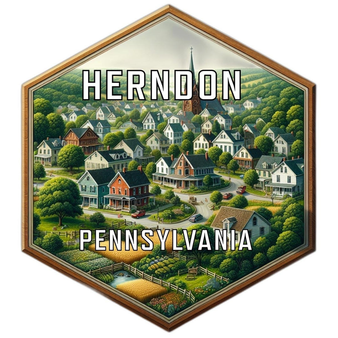 Herndon Pennsylvania Souvenir Travel Destination Die Cut Hexagon Fridge Magnet Image 1