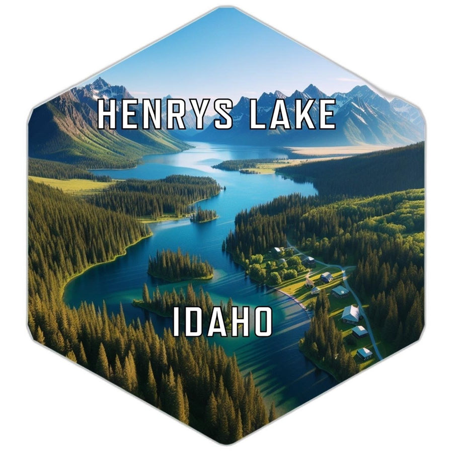 Henrys Lake Idaho Souvenir Travel Destination Die Cut Hexagon Fridge Magnet Image 1