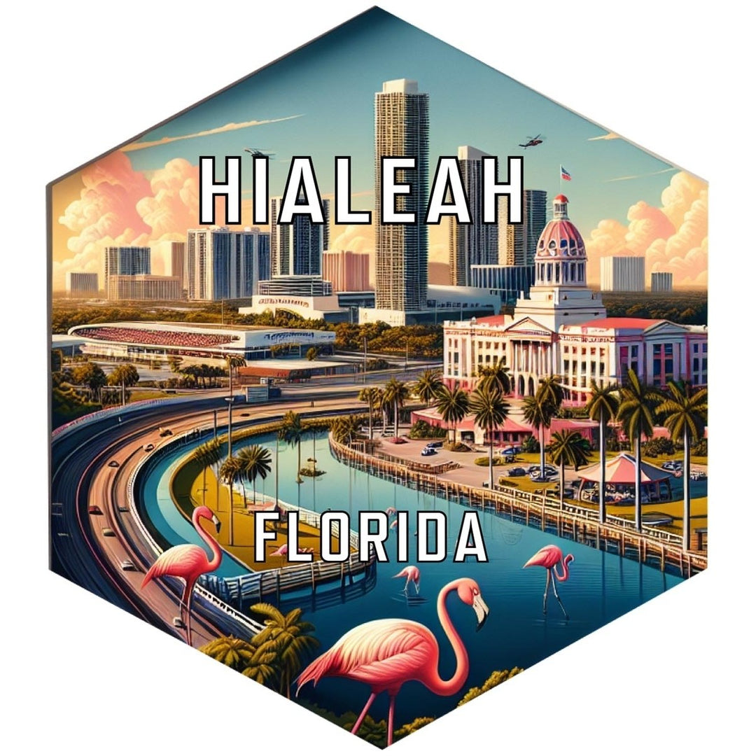 Hialeah Florida Souvenir Travel Destination Die Cut Hexagon Fridge Magnet Image 1