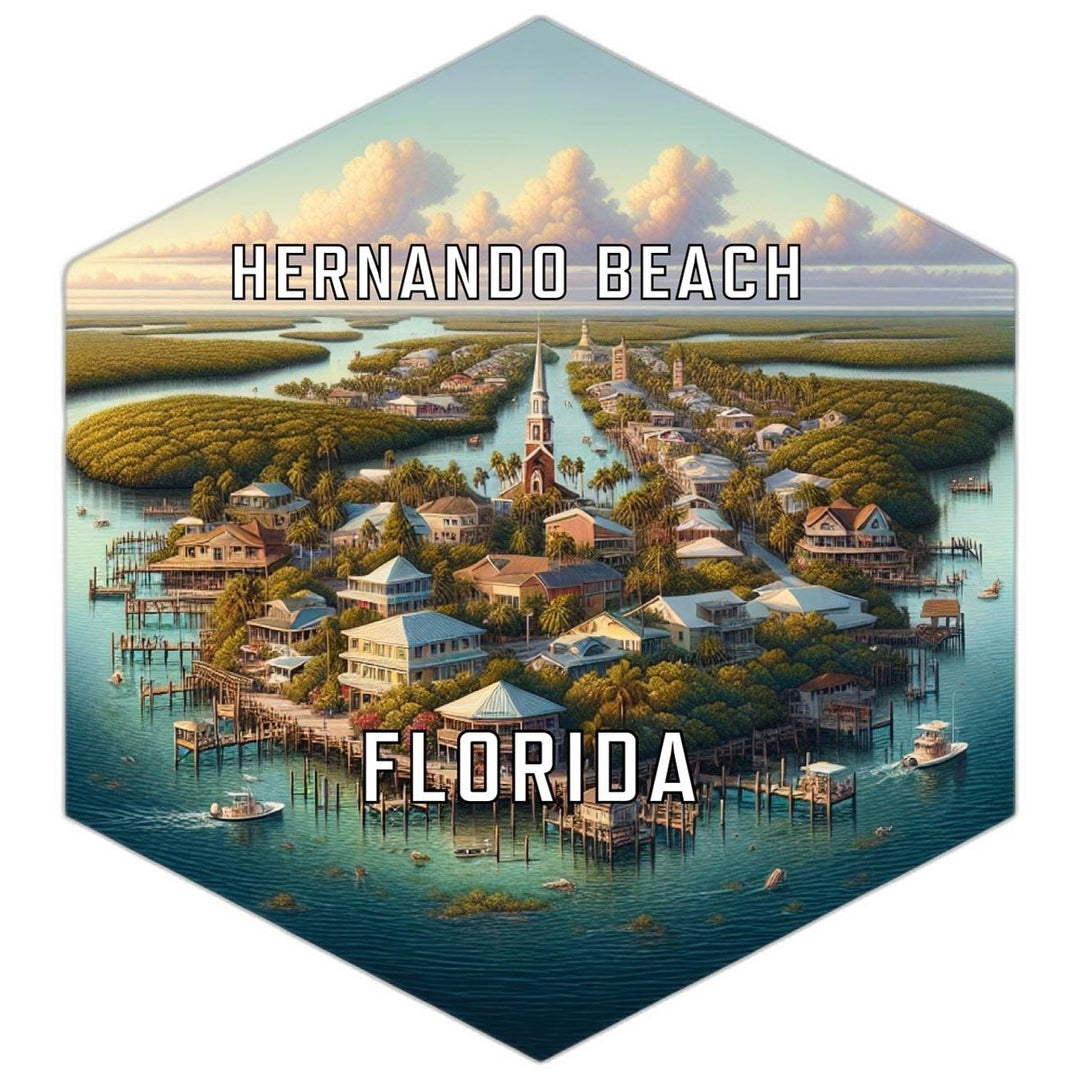 Hernando Beach Florida Souvenir Travel Destination Die Cut Hexagon Fridge Magnet Image 1