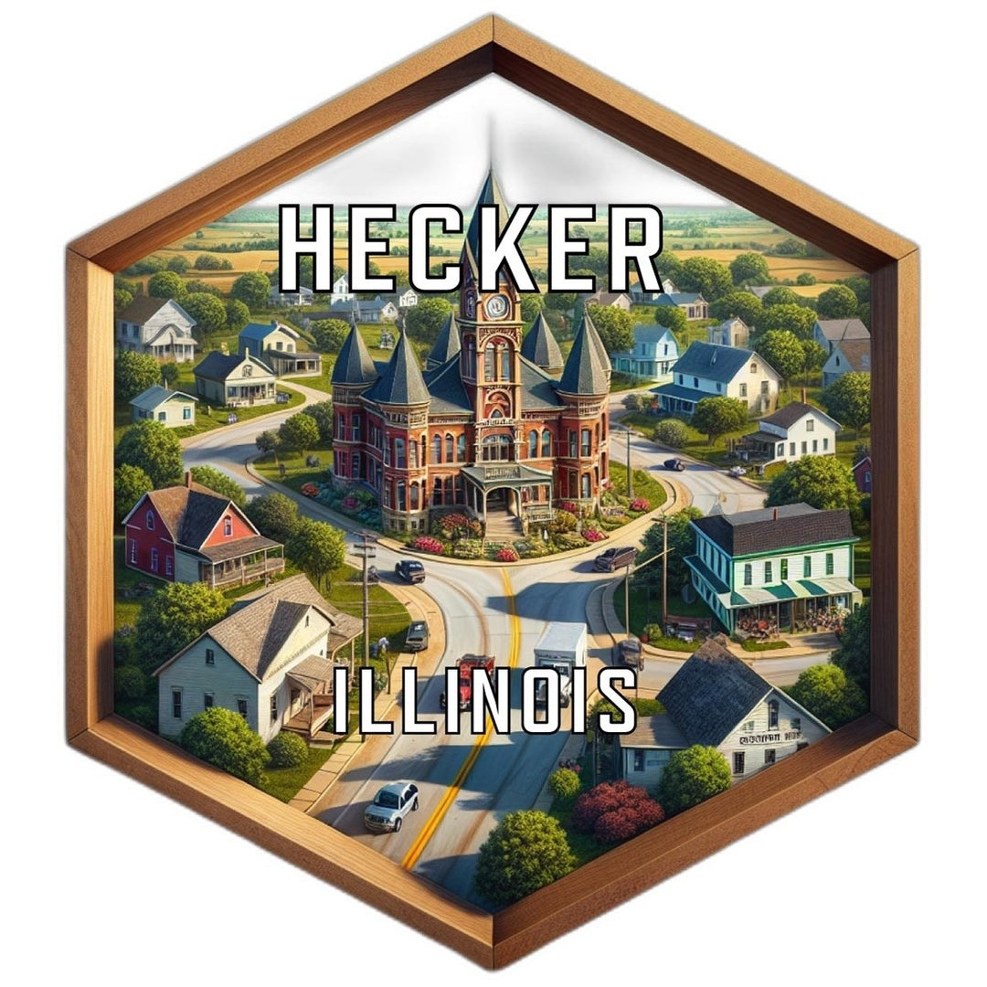 Hecker Illinois Souvenir Travel Destination Die Cut Hexagon Fridge Magnet Image 1