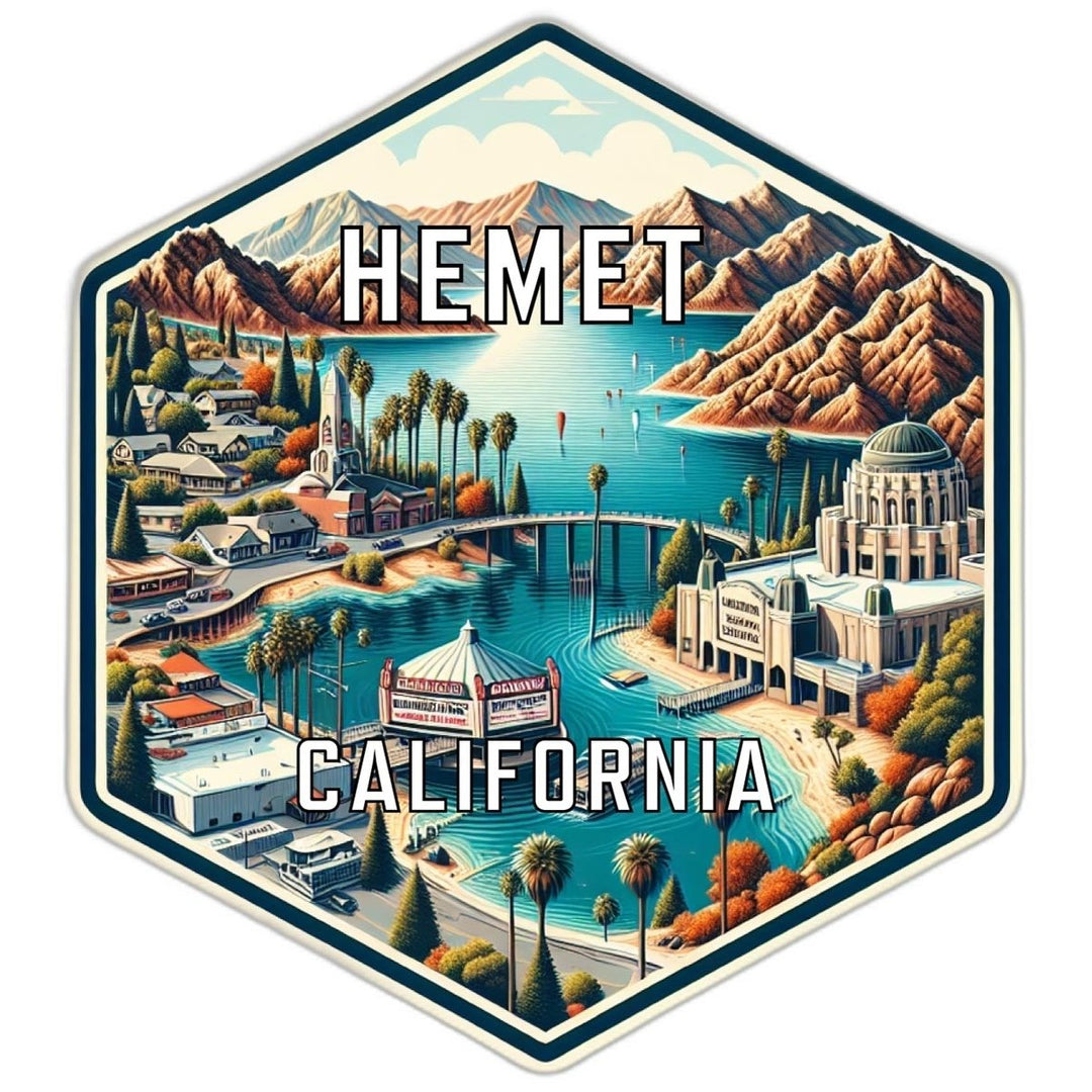 Hemet California Souvenir Travel Destination Die Cut Hexagon Fridge Magnet Image 1