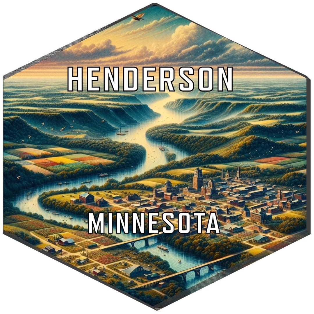 Henderson Minnesota Souvenir Travel Destination Die Cut Hexagon Fridge Magnet Image 1