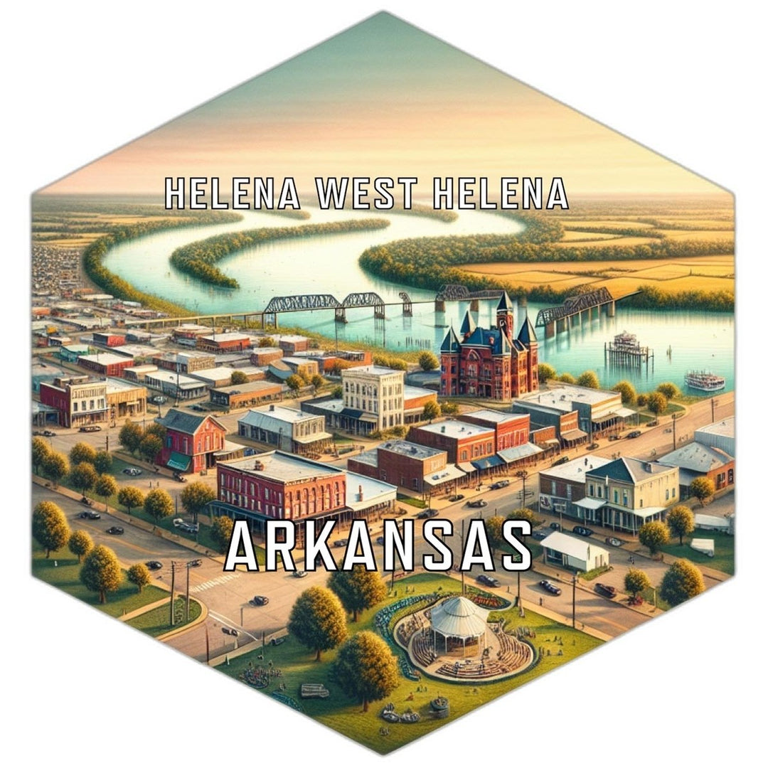 Helena West Helena Arkansas Souvenir Travel Destination Die Cut Hexagon Fridge Magnet Image 1