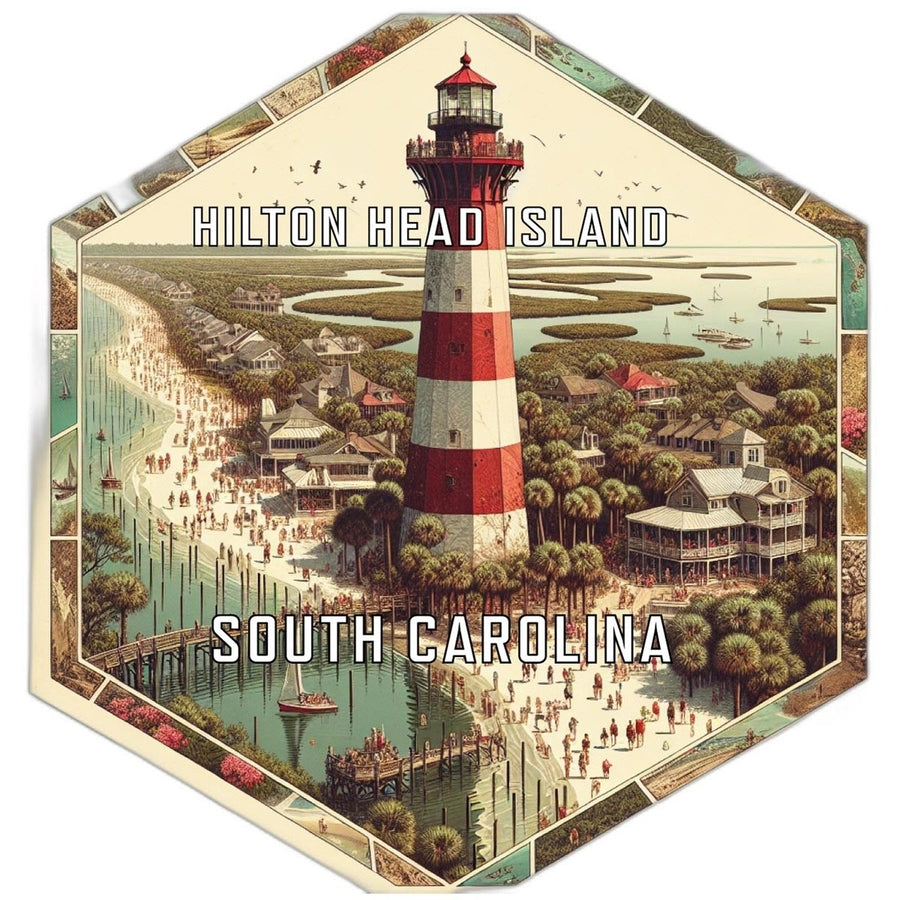 Hilton Head Island South Carolina Souvenir Travel Destination Die Cut Hexagon Fridge Magnet Image 1