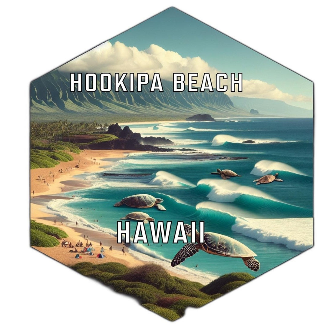 Ho Okipa Beach Hawaii Souvenir Travel Destination Die Cut Hexagon Fridge Magnet Image 1