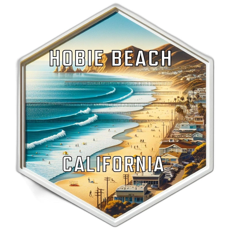 Hobie Beach California Souvenir Travel Destination Die Cut Hexagon Fridge Magnet Image 1