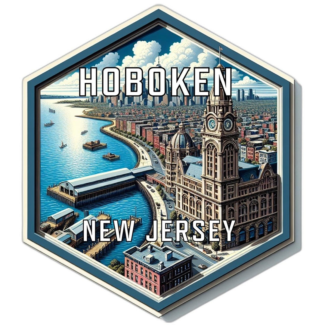 Hoboken Jersey Souvenir Travel Destination Die Cut Hexagon Fridge Magnet Image 1