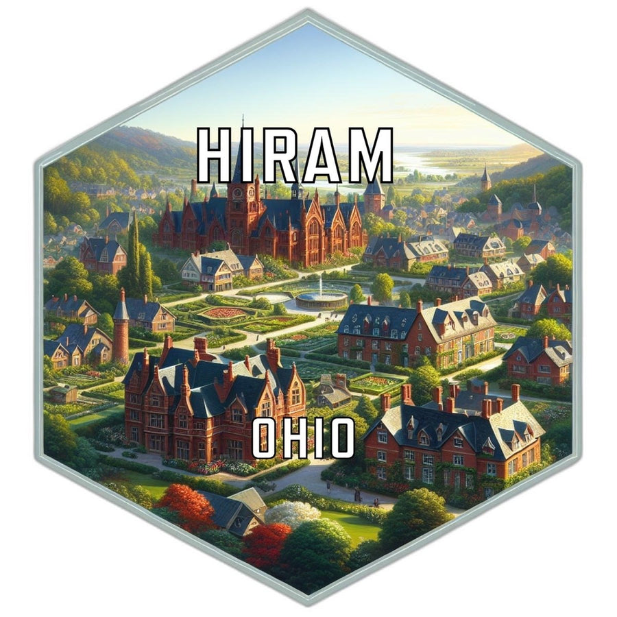 Hiram Ohio Souvenir Travel Destination Die Cut Hexagon Fridge Magnet Image 1