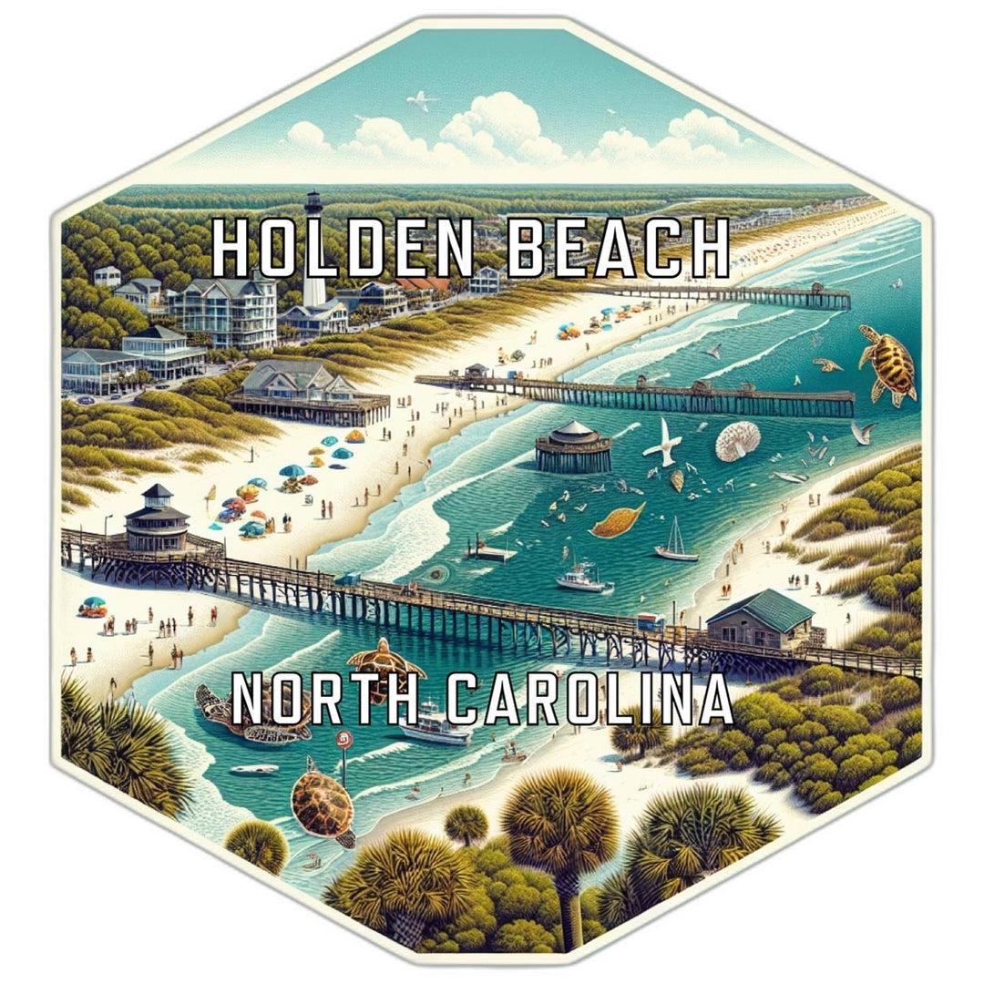 Holden Beach North Carolina Souvenir Travel Destination Die Cut Hexagon Fridge Magnet Image 1