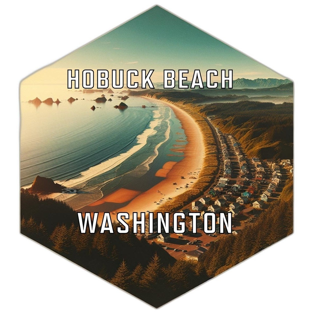 Hobuck Beach Washington Souvenir Travel Destination Die Cut Hexagon Fridge Magnet Image 1