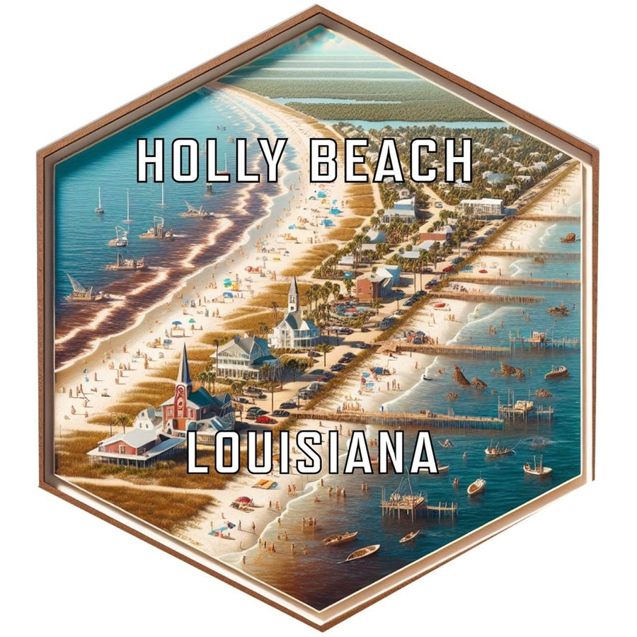 Holly Beach Louisiana Souvenir Travel Destination Die Cut Hexagon Fridge Magnet Image 1