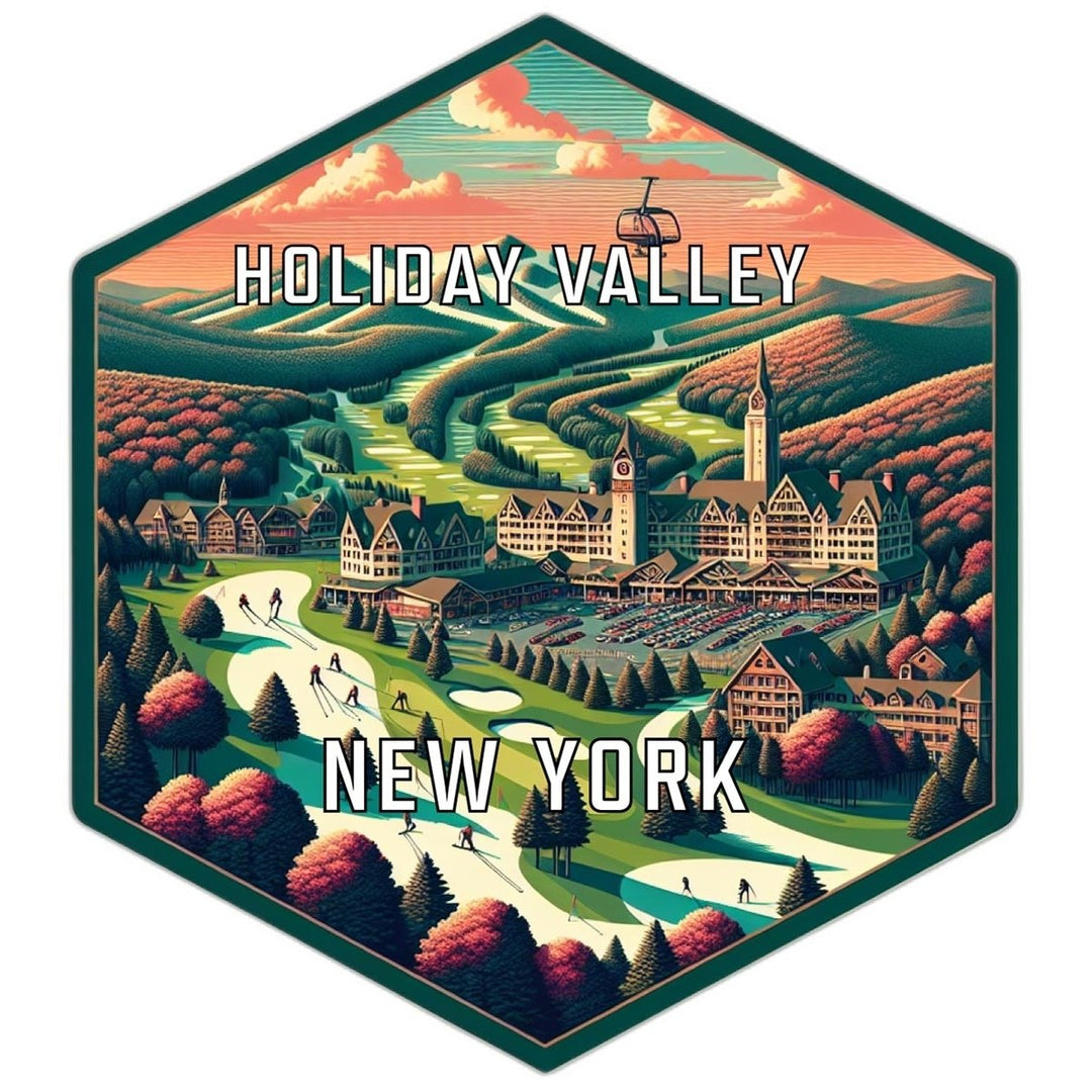 Holiday Valley York Souvenir Travel Destination Die Cut Hexagon Fridge Magnet Image 1