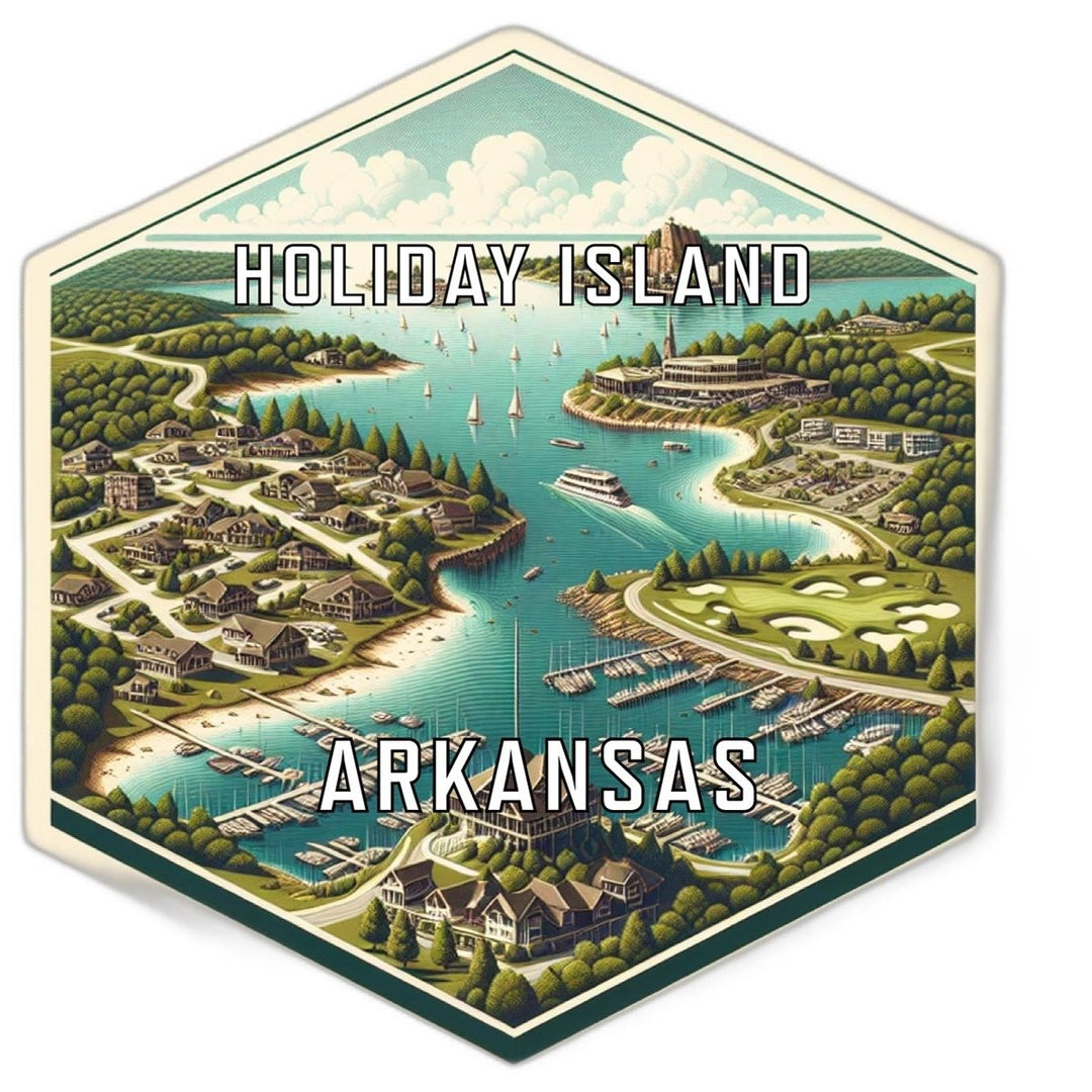 Holiday Island Arkansas Souvenir Travel Destination Die Cut Hexagon Fridge Magnet Image 1