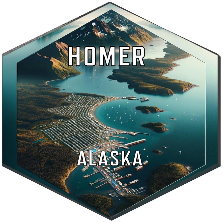 Homer Alaska Souvenir Travel Destination Die Cut Hexagon Fridge Magnet Image 1