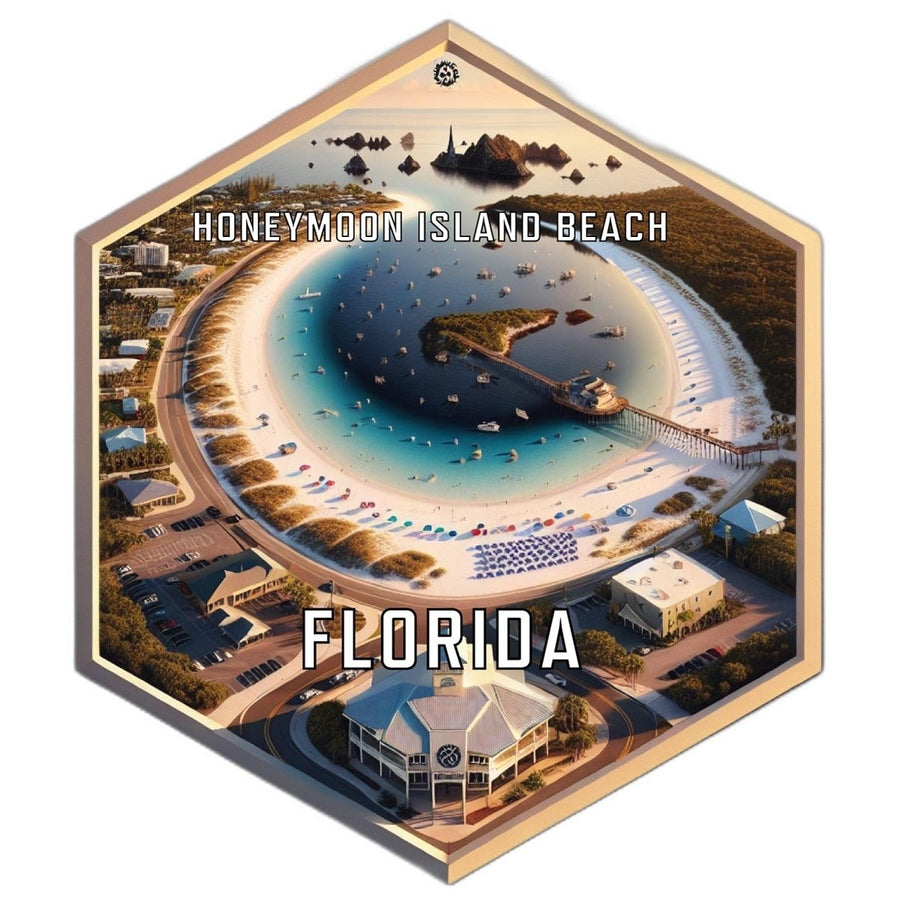 Honeymoon Island Beach Florida Souvenir Travel Destination Die Cut Hexagon Fridge Magnet Image 1