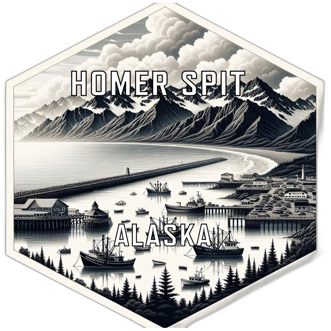 Homer Spit Alaska Souvenir Travel Destination Die Cut Hexagon Fridge Magnet Image 1