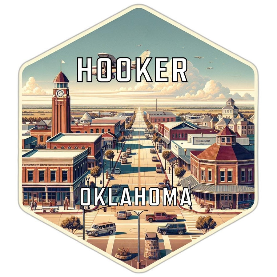 Hooker Oklahoma Souvenir Travel Destination Die Cut Hexagon Fridge Magnet Image 1