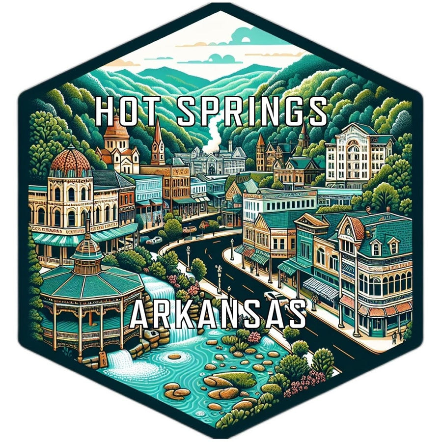 Hot Springs Arkansas Souvenir Travel Destination Die Cut Hexagon Fridge Magnet Image 1