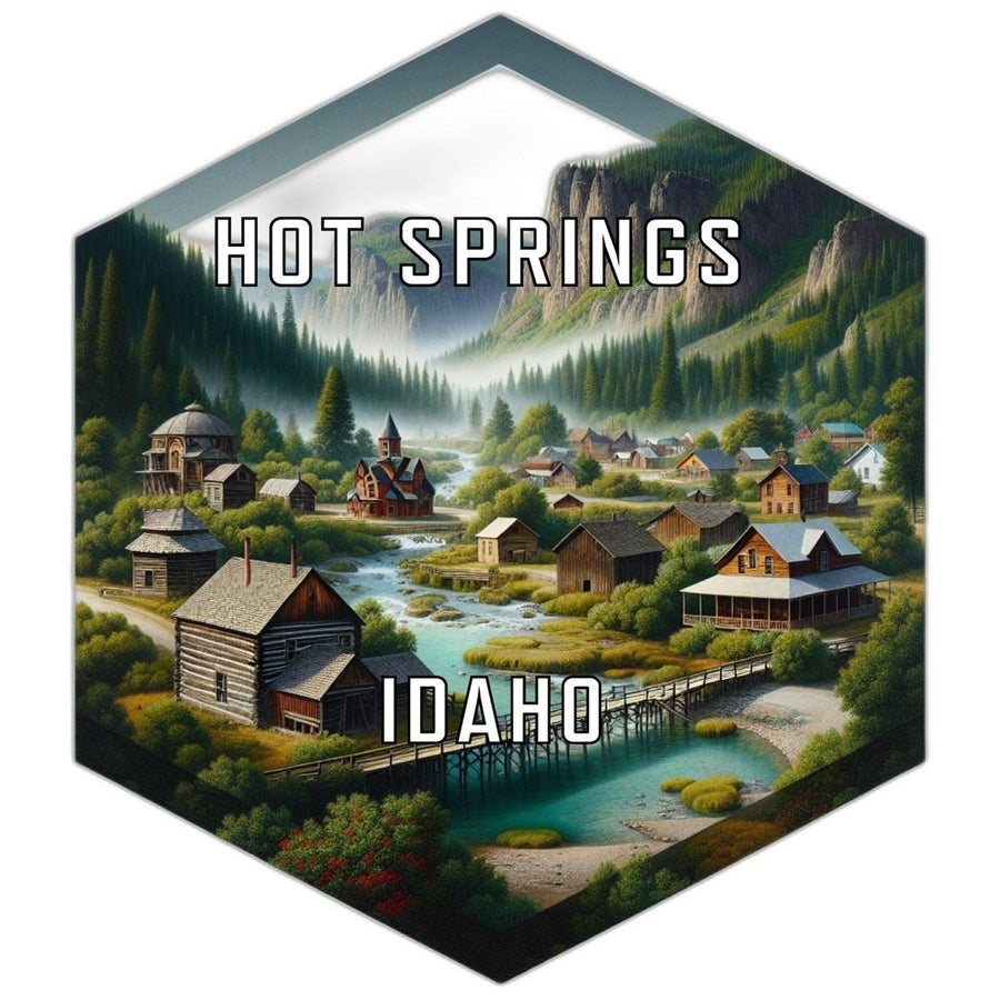 Hot Springs Idaho Souvenir Travel Destination Die Cut Hexagon Fridge Magnet Image 1