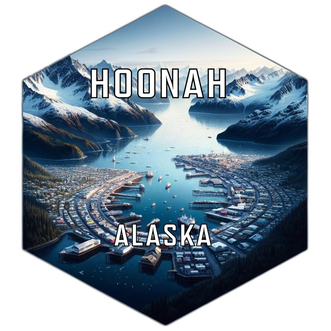 Hoonah Alaska Souvenir Travel Destination Die Cut Hexagon Fridge Magnet Image 1