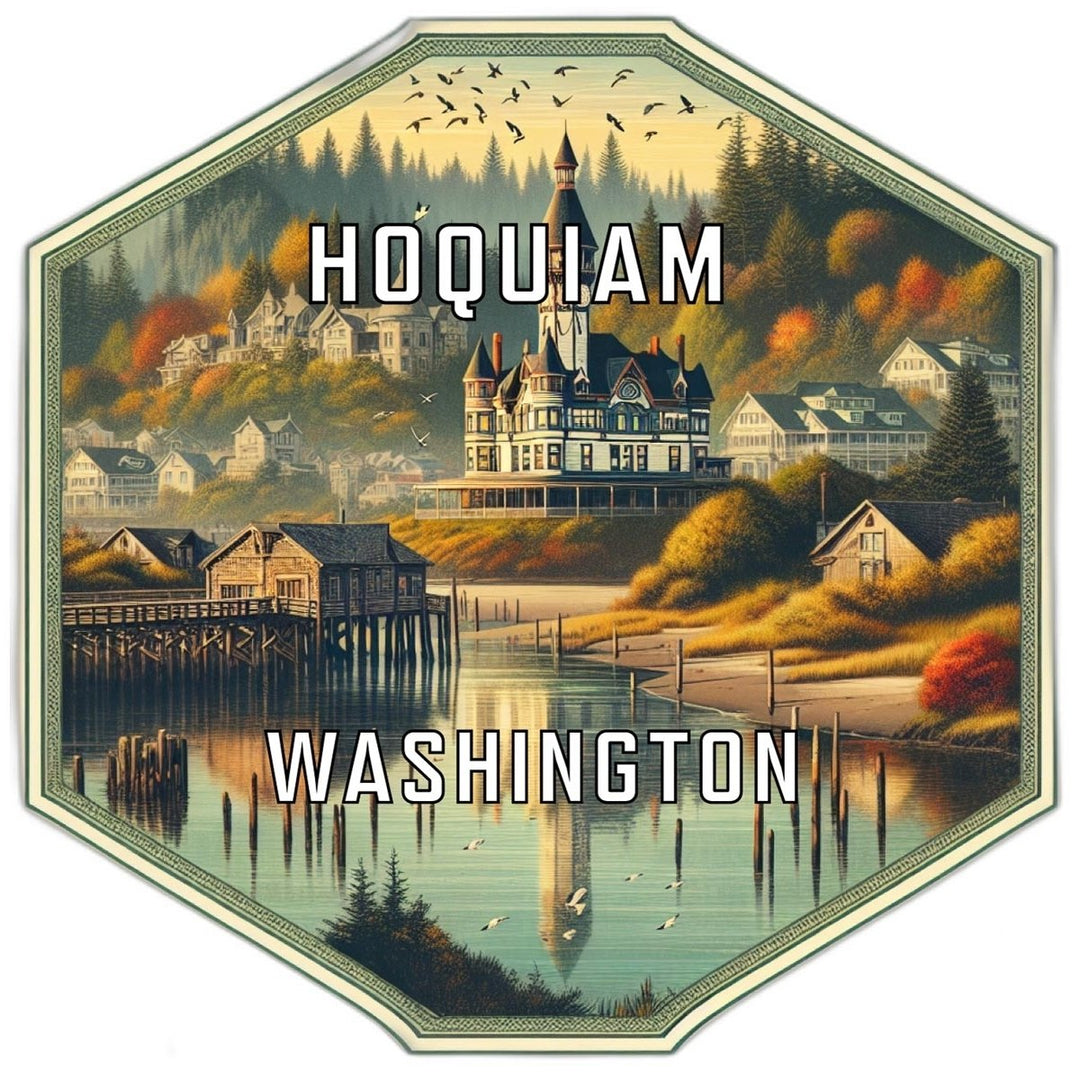 Hoquiam Washington Souvenir Travel Destination Die Cut Hexagon Fridge Magnet Image 1