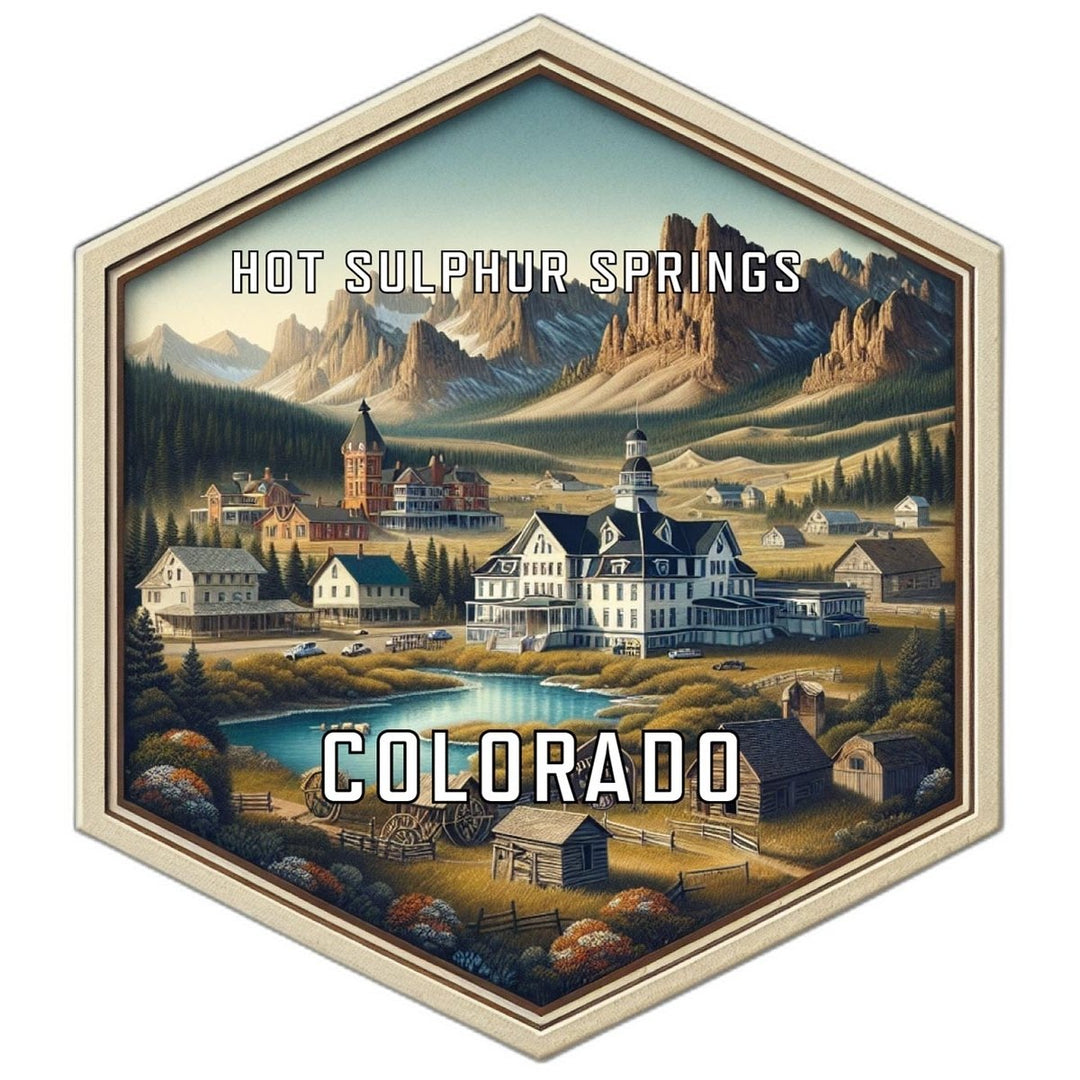 Hot Sulphur Springs Colorado Souvenir Travel Destination Die Cut Hexagon Fridge Magnet Image 1