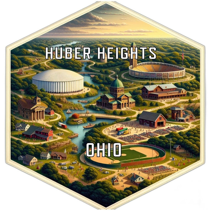 Huber Heights Ohio Souvenir Travel Destination Die Cut Hexagon Fridge Magnet Image 1