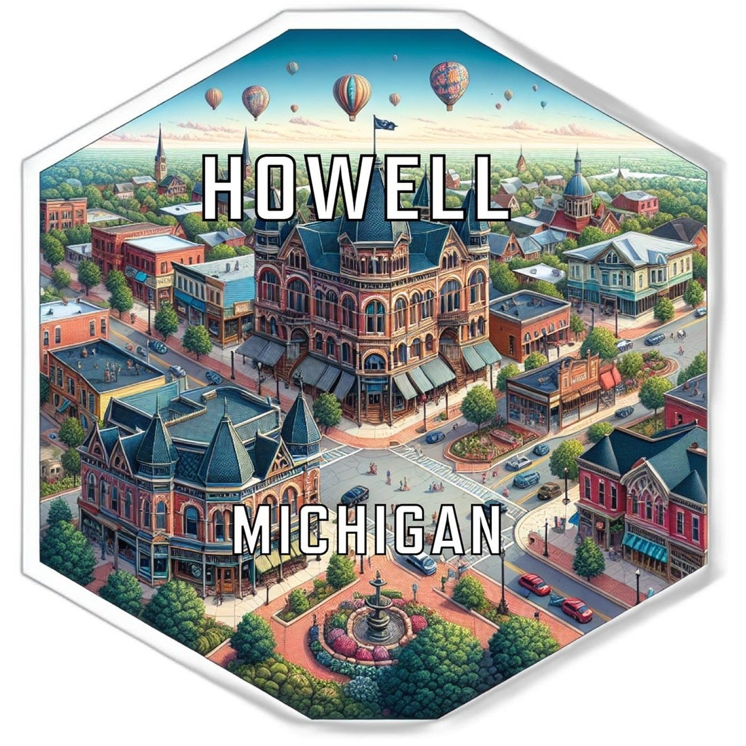 Howell Michigan Souvenir Travel Destination Die Cut Hexagon Fridge Magnet Image 1