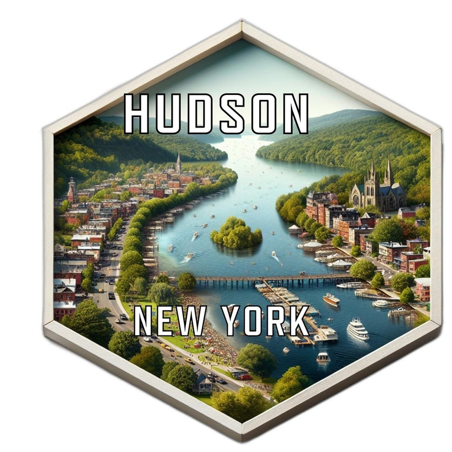 Hudson York Souvenir Travel Destination Die Cut Hexagon Fridge Magnet Image 1