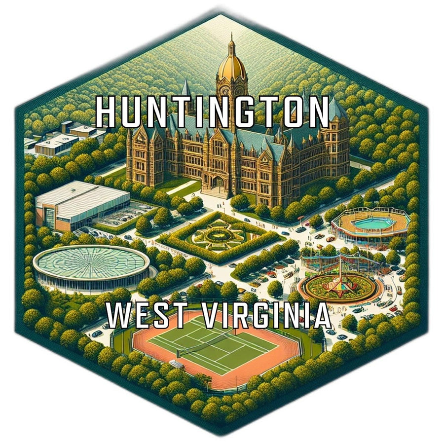 Huntington West Virginia Souvenir Travel Destination Die Cut Hexagon Fridge Magnet Image 1