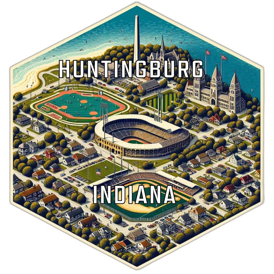 Huntingburg Indiana Souvenir Travel Destination Die Cut Hexagon Fridge Magnet Image 1