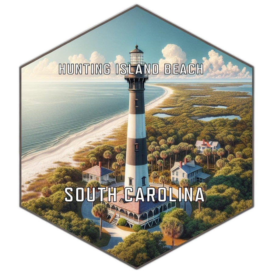 Hunting Island Beach South Carolina Souvenir Travel Destination Die Cut Hexagon Fridge Magnet Image 1