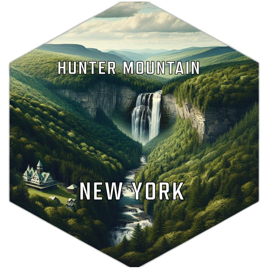 Hunter Mountain York Souvenir Travel Destination Die Cut Hexagon Fridge Magnet Image 1