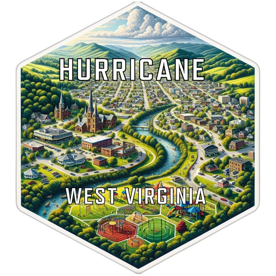 Hurricane West Virginia Souvenir Travel Destination Die Cut Hexagon Fridge Magnet Image 1